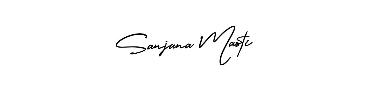 This is the best signature style for the Sanjana Masti name. Also you like these signature font (AmerikaSignatureDemo-Regular). Mix name signature. Sanjana Masti signature style 3 images and pictures png