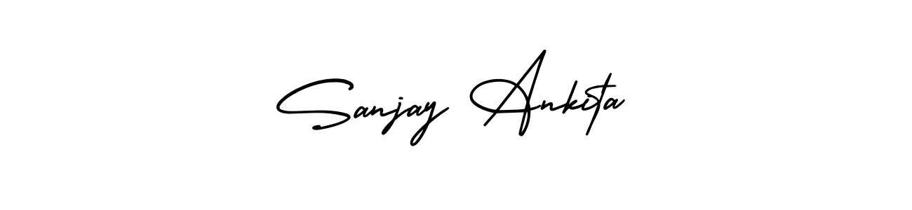 Check out images of Autograph of Sanjay Ankita name. Actor Sanjay Ankita Signature Style. AmerikaSignatureDemo-Regular is a professional sign style online. Sanjay Ankita signature style 3 images and pictures png