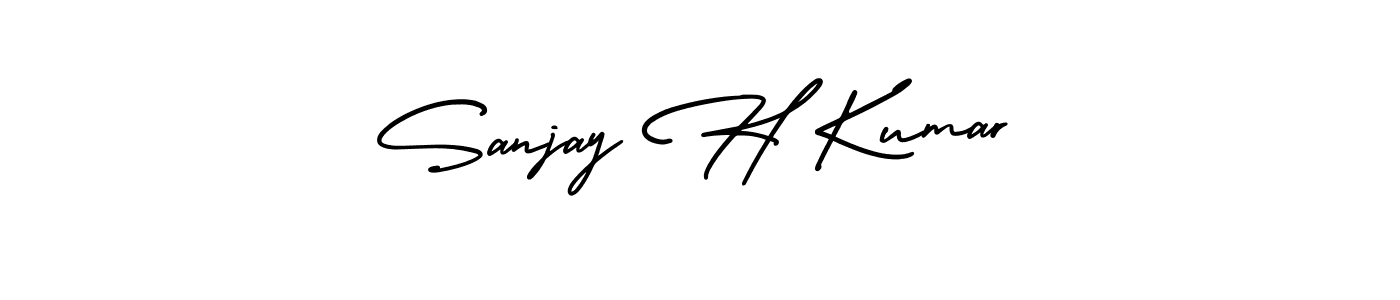 You should practise on your own different ways (AmerikaSignatureDemo-Regular) to write your name (Sanjay H Kumar) in signature. don't let someone else do it for you. Sanjay H Kumar signature style 3 images and pictures png