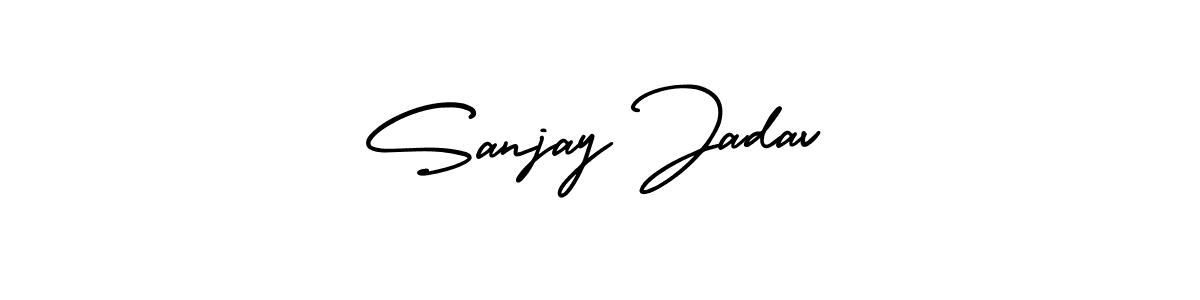 This is the best signature style for the Sanjay Jadav name. Also you like these signature font (AmerikaSignatureDemo-Regular). Mix name signature. Sanjay Jadav signature style 3 images and pictures png