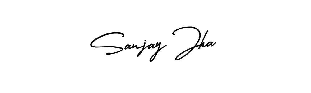 You should practise on your own different ways (AmerikaSignatureDemo-Regular) to write your name (Sanjay Jha) in signature. don't let someone else do it for you. Sanjay Jha signature style 3 images and pictures png