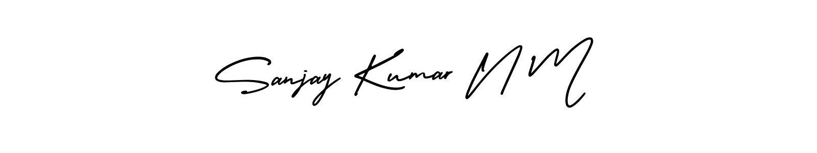 You should practise on your own different ways (AmerikaSignatureDemo-Regular) to write your name (Sanjay Kumar N M) in signature. don't let someone else do it for you. Sanjay Kumar N M signature style 3 images and pictures png