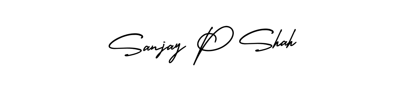 You should practise on your own different ways (AmerikaSignatureDemo-Regular) to write your name (Sanjay P Shah) in signature. don't let someone else do it for you. Sanjay P Shah signature style 3 images and pictures png