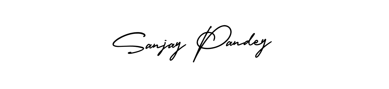 You should practise on your own different ways (AmerikaSignatureDemo-Regular) to write your name (Sanjay Pandey) in signature. don't let someone else do it for you. Sanjay Pandey signature style 3 images and pictures png