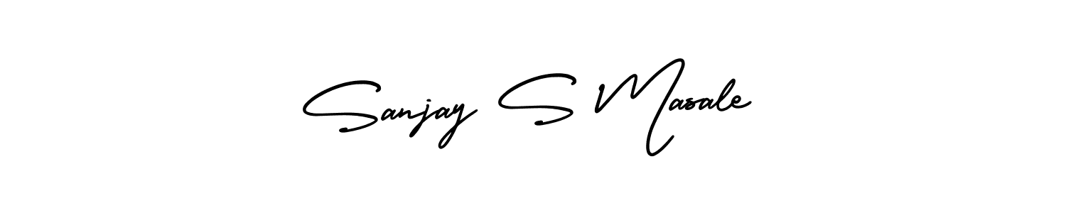 You should practise on your own different ways (AmerikaSignatureDemo-Regular) to write your name (Sanjay S Masale) in signature. don't let someone else do it for you. Sanjay S Masale signature style 3 images and pictures png