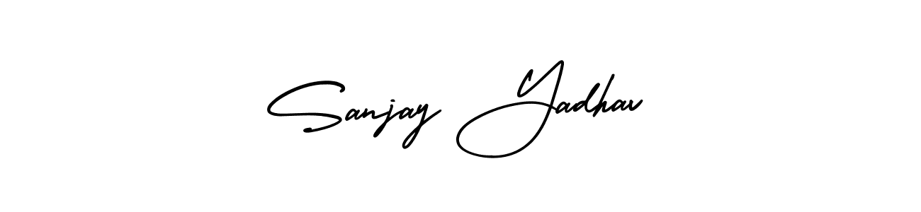 You should practise on your own different ways (AmerikaSignatureDemo-Regular) to write your name (Sanjay Yadhav) in signature. don't let someone else do it for you. Sanjay Yadhav signature style 3 images and pictures png