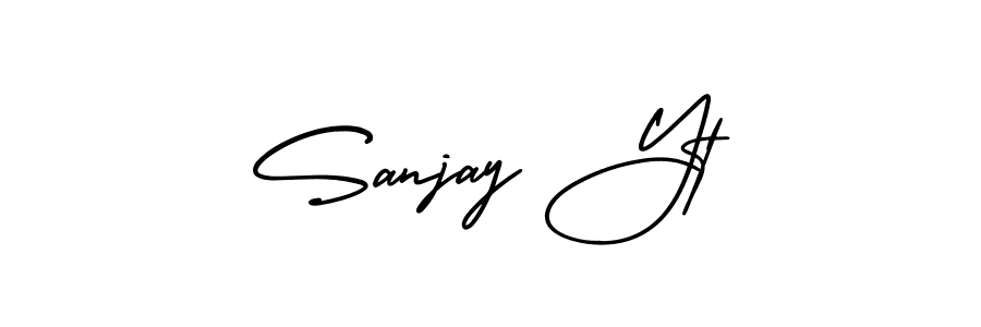 This is the best signature style for the Sanjay Yt name. Also you like these signature font (AmerikaSignatureDemo-Regular). Mix name signature. Sanjay Yt signature style 3 images and pictures png