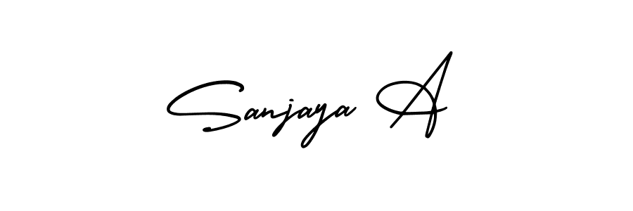 This is the best signature style for the Sanjaya A name. Also you like these signature font (AmerikaSignatureDemo-Regular). Mix name signature. Sanjaya A signature style 3 images and pictures png