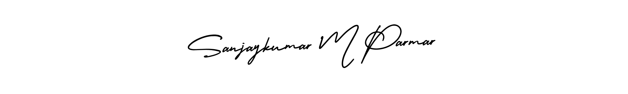 You should practise on your own different ways (AmerikaSignatureDemo-Regular) to write your name (Sanjaykumar M Parmar) in signature. don't let someone else do it for you. Sanjaykumar M Parmar signature style 3 images and pictures png
