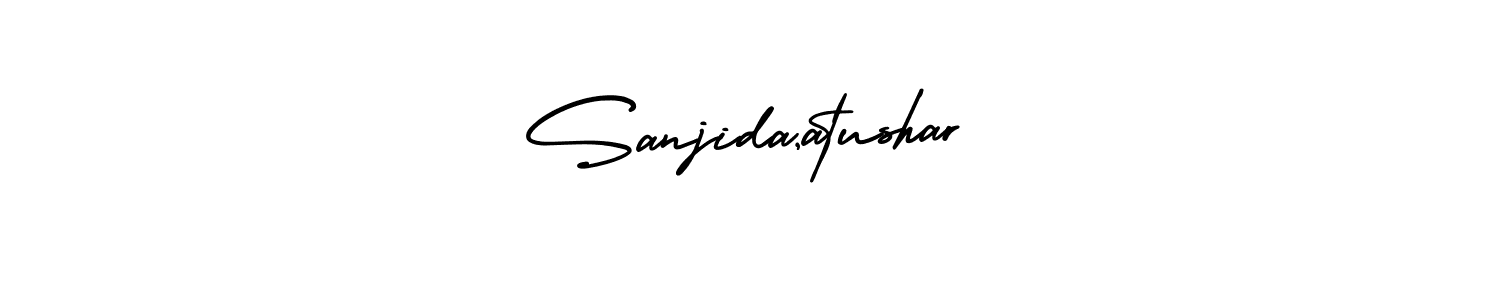 AmerikaSignatureDemo-Regular is a professional signature style that is perfect for those who want to add a touch of class to their signature. It is also a great choice for those who want to make their signature more unique. Get Sanjida,atushar name to fancy signature for free. Sanjida,atushar signature style 3 images and pictures png