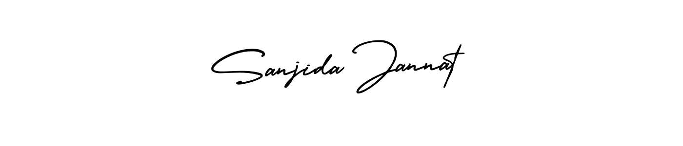 You should practise on your own different ways (AmerikaSignatureDemo-Regular) to write your name (Sanjida Jannat) in signature. don't let someone else do it for you. Sanjida Jannat signature style 3 images and pictures png