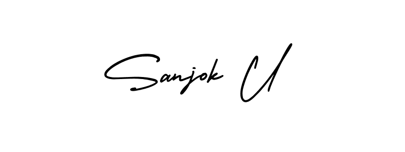 Check out images of Autograph of Sanjok U name. Actor Sanjok U Signature Style. AmerikaSignatureDemo-Regular is a professional sign style online. Sanjok U signature style 3 images and pictures png