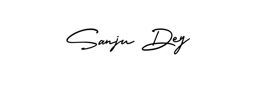 You should practise on your own different ways (AmerikaSignatureDemo-Regular) to write your name (Sanju Dey) in signature. don't let someone else do it for you. Sanju Dey signature style 3 images and pictures png