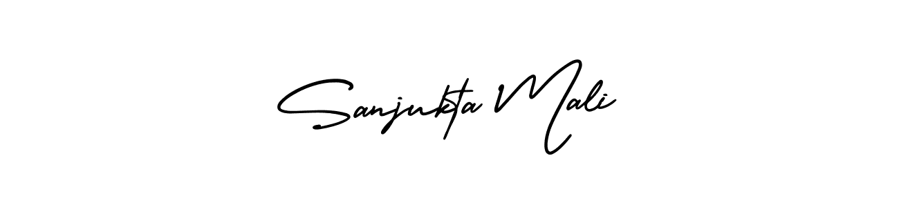 How to make Sanjukta Mali name signature. Use AmerikaSignatureDemo-Regular style for creating short signs online. This is the latest handwritten sign. Sanjukta Mali signature style 3 images and pictures png