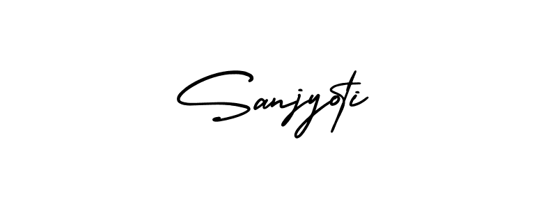 The best way (AmerikaSignatureDemo-Regular) to make a short signature is to pick only two or three words in your name. The name Sanjyoti include a total of six letters. For converting this name. Sanjyoti signature style 3 images and pictures png