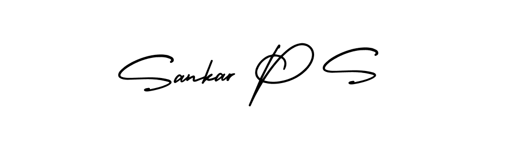 You should practise on your own different ways (AmerikaSignatureDemo-Regular) to write your name (Sankar P S) in signature. don't let someone else do it for you. Sankar P S signature style 3 images and pictures png