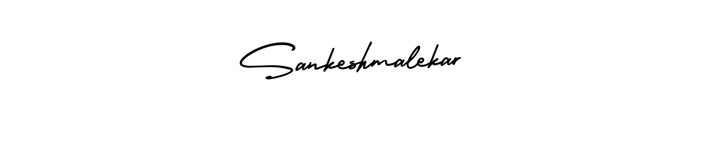 You should practise on your own different ways (AmerikaSignatureDemo-Regular) to write your name (Sankeshmalekar) in signature. don't let someone else do it for you. Sankeshmalekar signature style 3 images and pictures png