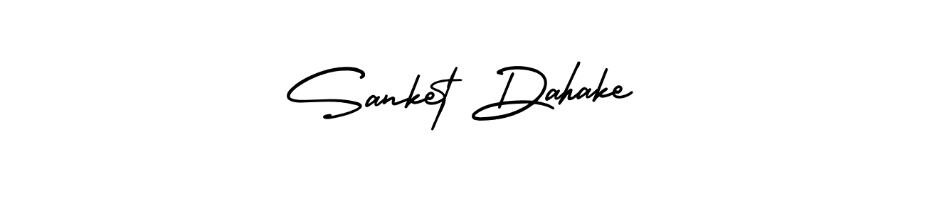 The best way (AmerikaSignatureDemo-Regular) to make a short signature is to pick only two or three words in your name. The name Sanket Dahake include a total of six letters. For converting this name. Sanket Dahake signature style 3 images and pictures png