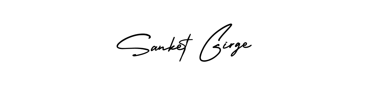 You should practise on your own different ways (AmerikaSignatureDemo-Regular) to write your name (Sanket Girge) in signature. don't let someone else do it for you. Sanket Girge signature style 3 images and pictures png