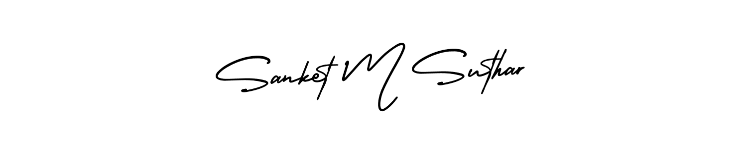 Sanket M Suthar stylish signature style. Best Handwritten Sign (AmerikaSignatureDemo-Regular) for my name. Handwritten Signature Collection Ideas for my name Sanket M Suthar. Sanket M Suthar signature style 3 images and pictures png