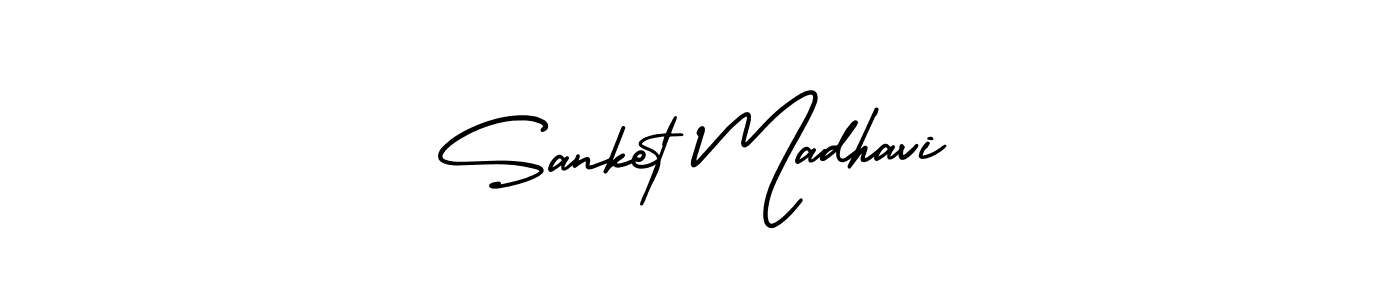 How to make Sanket Madhavi name signature. Use AmerikaSignatureDemo-Regular style for creating short signs online. This is the latest handwritten sign. Sanket Madhavi signature style 3 images and pictures png