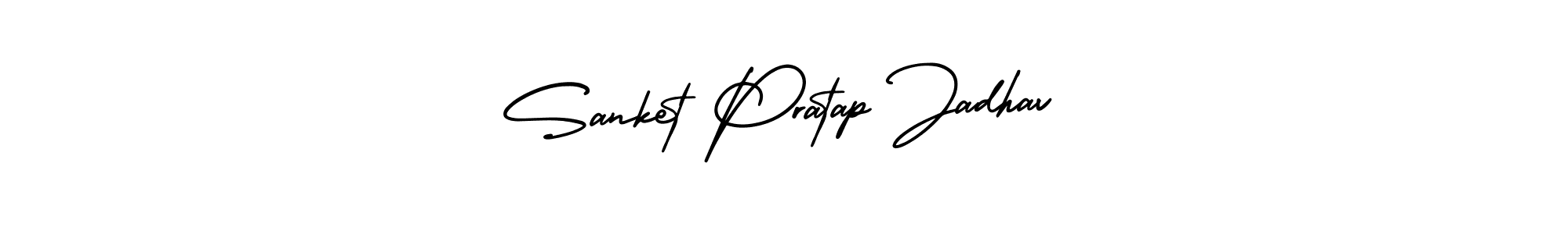 The best way (AmerikaSignatureDemo-Regular) to make a short signature is to pick only two or three words in your name. The name Sanket Pratap Jadhav include a total of six letters. For converting this name. Sanket Pratap Jadhav signature style 3 images and pictures png