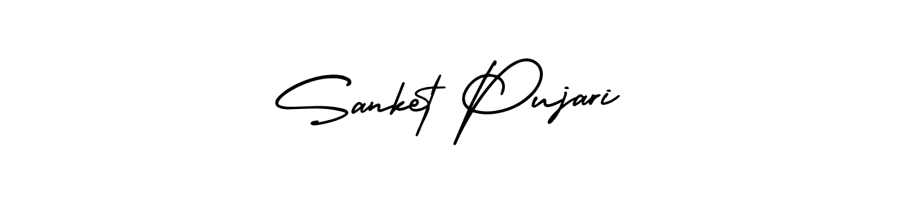 The best way (AmerikaSignatureDemo-Regular) to make a short signature is to pick only two or three words in your name. The name Sanket Pujari include a total of six letters. For converting this name. Sanket Pujari signature style 3 images and pictures png