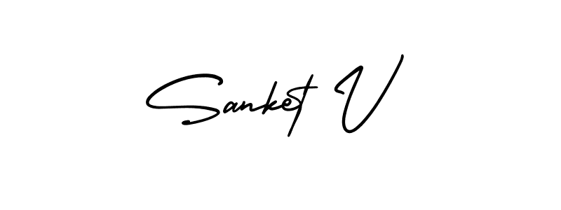 Sanket V stylish signature style. Best Handwritten Sign (AmerikaSignatureDemo-Regular) for my name. Handwritten Signature Collection Ideas for my name Sanket V. Sanket V signature style 3 images and pictures png