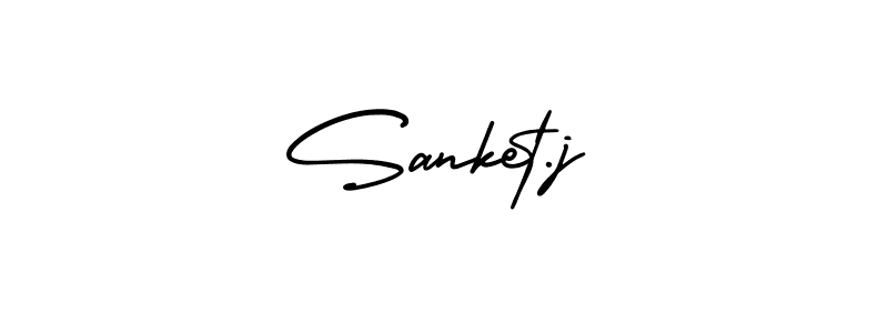 The best way (AmerikaSignatureDemo-Regular) to make a short signature is to pick only two or three words in your name. The name Sanket.j include a total of six letters. For converting this name. Sanket.j signature style 3 images and pictures png