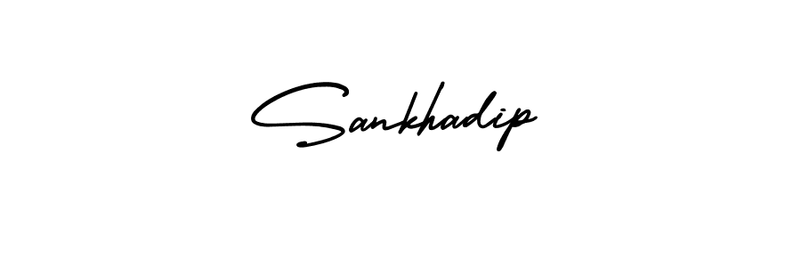 The best way (AmerikaSignatureDemo-Regular) to make a short signature is to pick only two or three words in your name. The name Sankhadip include a total of six letters. For converting this name. Sankhadip signature style 3 images and pictures png