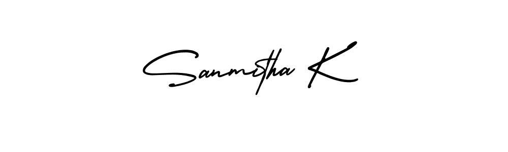 Use a signature maker to create a handwritten signature online. With this signature software, you can design (AmerikaSignatureDemo-Regular) your own signature for name Sanmitha K. Sanmitha K signature style 3 images and pictures png