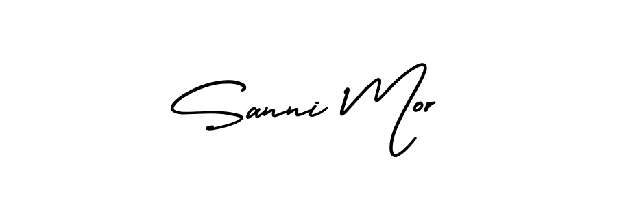 You should practise on your own different ways (AmerikaSignatureDemo-Regular) to write your name (Sanni Mor) in signature. don't let someone else do it for you. Sanni Mor signature style 3 images and pictures png