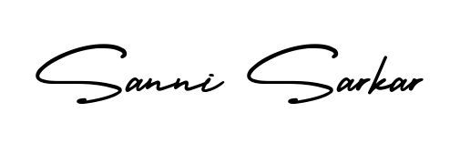 A sleek calligraphic signature for name Sanni Sarkar utilizing AmerikaSignatureDemo-Regular styling. Great for adding personal signatures to photos and art. Sanni Sarkar signature style 3 images and pictures png