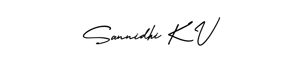 This is the best signature style for the Sannidhi K V name. Also you like these signature font (AmerikaSignatureDemo-Regular). Mix name signature. Sannidhi K V signature style 3 images and pictures png