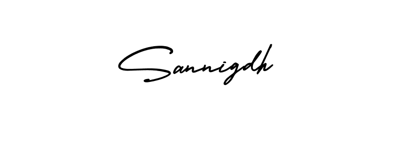 The best way (AmerikaSignatureDemo-Regular) to make a short signature is to pick only two or three words in your name. The name Sannigdh include a total of six letters. For converting this name. Sannigdh signature style 3 images and pictures png