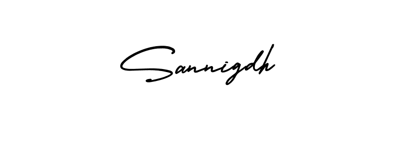 You should practise on your own different ways (AmerikaSignatureDemo-Regular) to write your name (Sannigdh) in signature. don't let someone else do it for you. Sannigdh signature style 3 images and pictures png