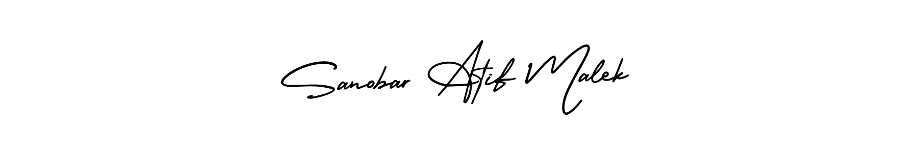 AmerikaSignatureDemo-Regular is a professional signature style that is perfect for those who want to add a touch of class to their signature. It is also a great choice for those who want to make their signature more unique. Get Sanobar Atif Malek name to fancy signature for free. Sanobar Atif Malek signature style 3 images and pictures png