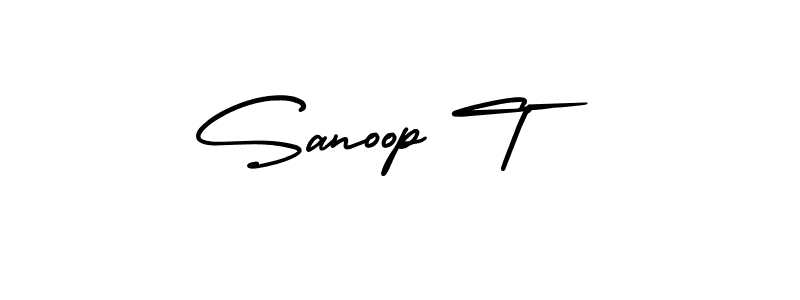 How to make Sanoop T signature? AmerikaSignatureDemo-Regular is a professional autograph style. Create handwritten signature for Sanoop T name. Sanoop T signature style 3 images and pictures png