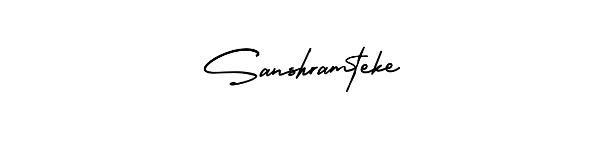 The best way (AmerikaSignatureDemo-Regular) to make a short signature is to pick only two or three words in your name. The name Sanshramteke include a total of six letters. For converting this name. Sanshramteke signature style 3 images and pictures png