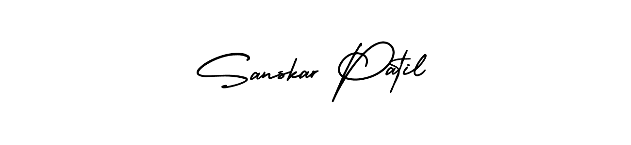 You should practise on your own different ways (AmerikaSignatureDemo-Regular) to write your name (Sanskar Patil) in signature. don't let someone else do it for you. Sanskar Patil signature style 3 images and pictures png