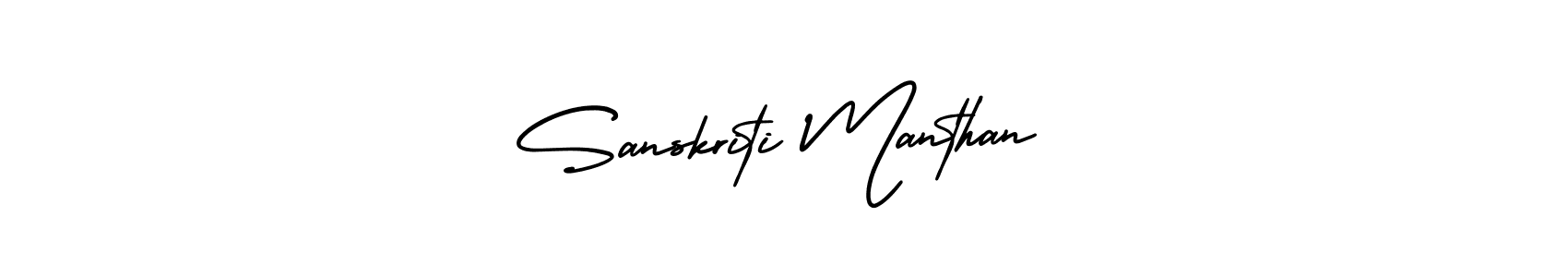 The best way (AmerikaSignatureDemo-Regular) to make a short signature is to pick only two or three words in your name. The name Sanskriti Manthan include a total of six letters. For converting this name. Sanskriti Manthan signature style 3 images and pictures png