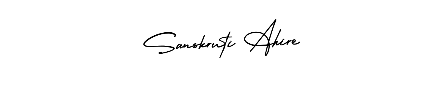 The best way (AmerikaSignatureDemo-Regular) to make a short signature is to pick only two or three words in your name. The name Sanskruti Ahire include a total of six letters. For converting this name. Sanskruti Ahire signature style 3 images and pictures png