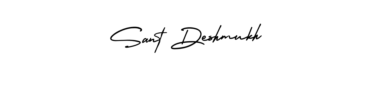 The best way (AmerikaSignatureDemo-Regular) to make a short signature is to pick only two or three words in your name. The name Sant Deshmukh include a total of six letters. For converting this name. Sant Deshmukh signature style 3 images and pictures png
