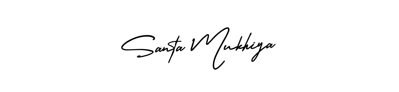 How to make Santa Mukhiya name signature. Use AmerikaSignatureDemo-Regular style for creating short signs online. This is the latest handwritten sign. Santa Mukhiya signature style 3 images and pictures png
