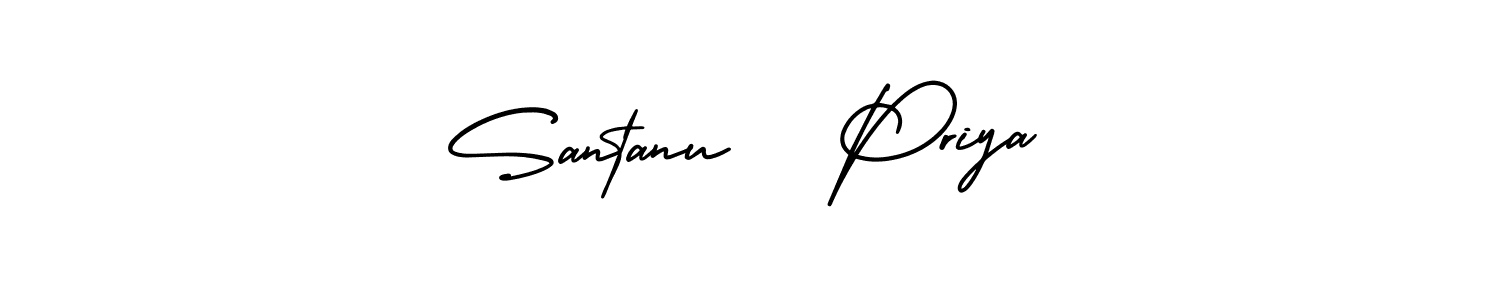 How to make Santanu   Priya name signature. Use AmerikaSignatureDemo-Regular style for creating short signs online. This is the latest handwritten sign. Santanu   Priya signature style 3 images and pictures png