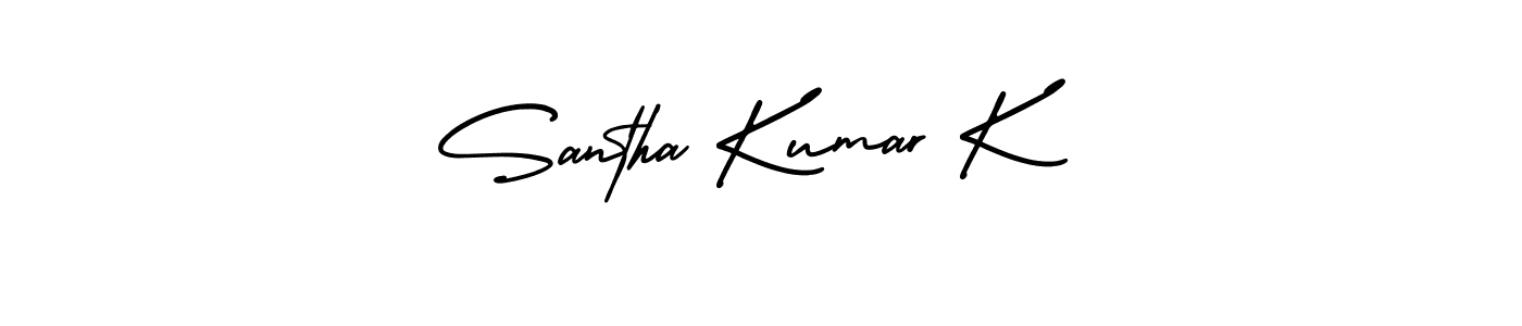 How to make Santha Kumar K name signature. Use AmerikaSignatureDemo-Regular style for creating short signs online. This is the latest handwritten sign. Santha Kumar K signature style 3 images and pictures png