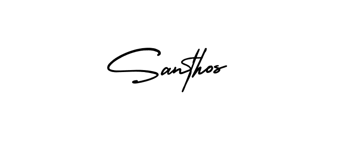 Use a signature maker to create a handwritten signature online. With this signature software, you can design (AmerikaSignatureDemo-Regular) your own signature for name Santhos. Santhos signature style 3 images and pictures png