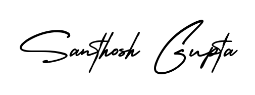 The AmerikaSignatureDemo-Regular handwriting style adds charm and authenticity to name Santhosh Gupta. A wonderful choice for personal thank-you notes. Santhosh Gupta signature style 3 images and pictures png
