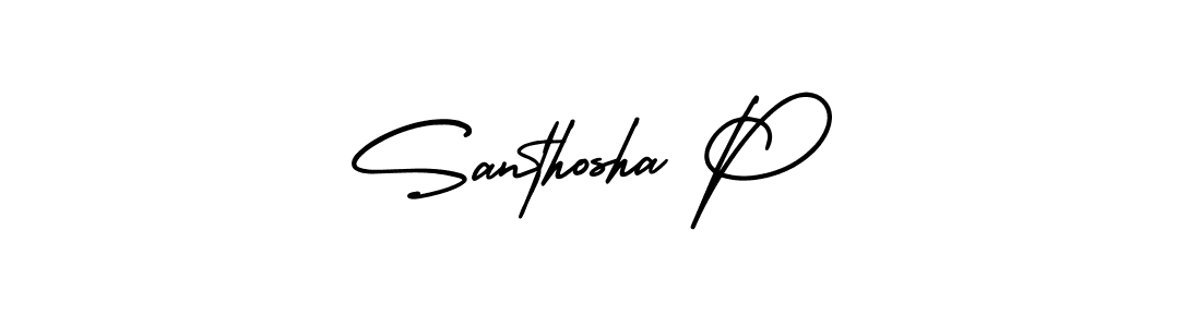 Use a signature maker to create a handwritten signature online. With this signature software, you can design (AmerikaSignatureDemo-Regular) your own signature for name Santhosha P. Santhosha P signature style 3 images and pictures png