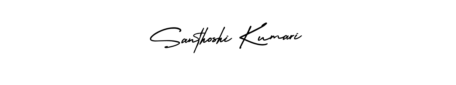 The best way (AmerikaSignatureDemo-Regular) to make a short signature is to pick only two or three words in your name. The name Santhoshi Kumari include a total of six letters. For converting this name. Santhoshi Kumari signature style 3 images and pictures png